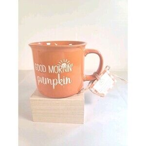 New Good Morning Pumpkin 2 Side Embossed Coffee Mug  w/ Gift Tag